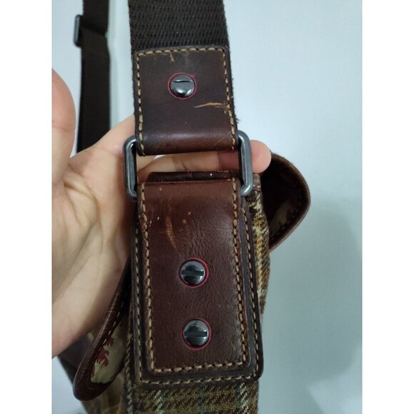 FOSSIL Alpine Brown Plaid Wool Messenger Laptop Crossbody Bag - Picture 7 of 16